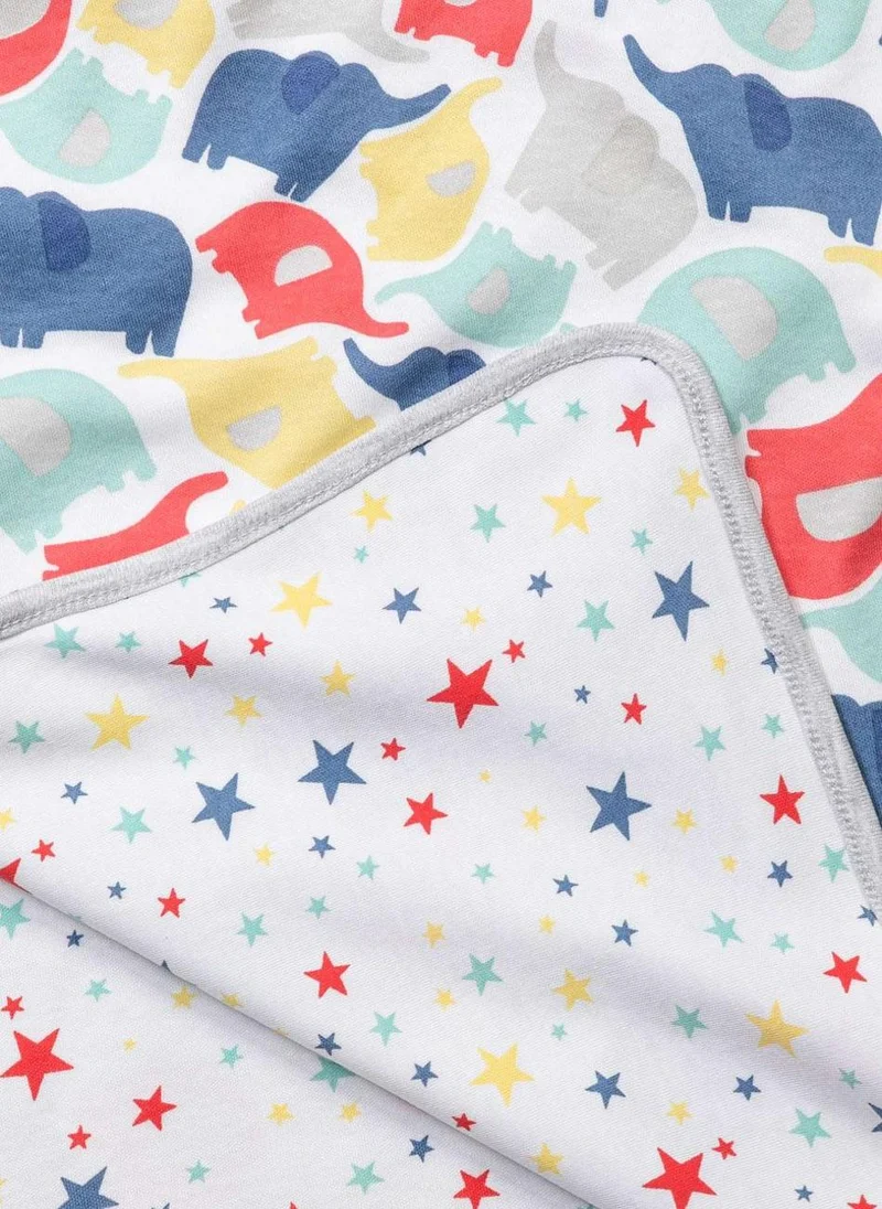 MINOTI Baby double sided blanket with elephant print white